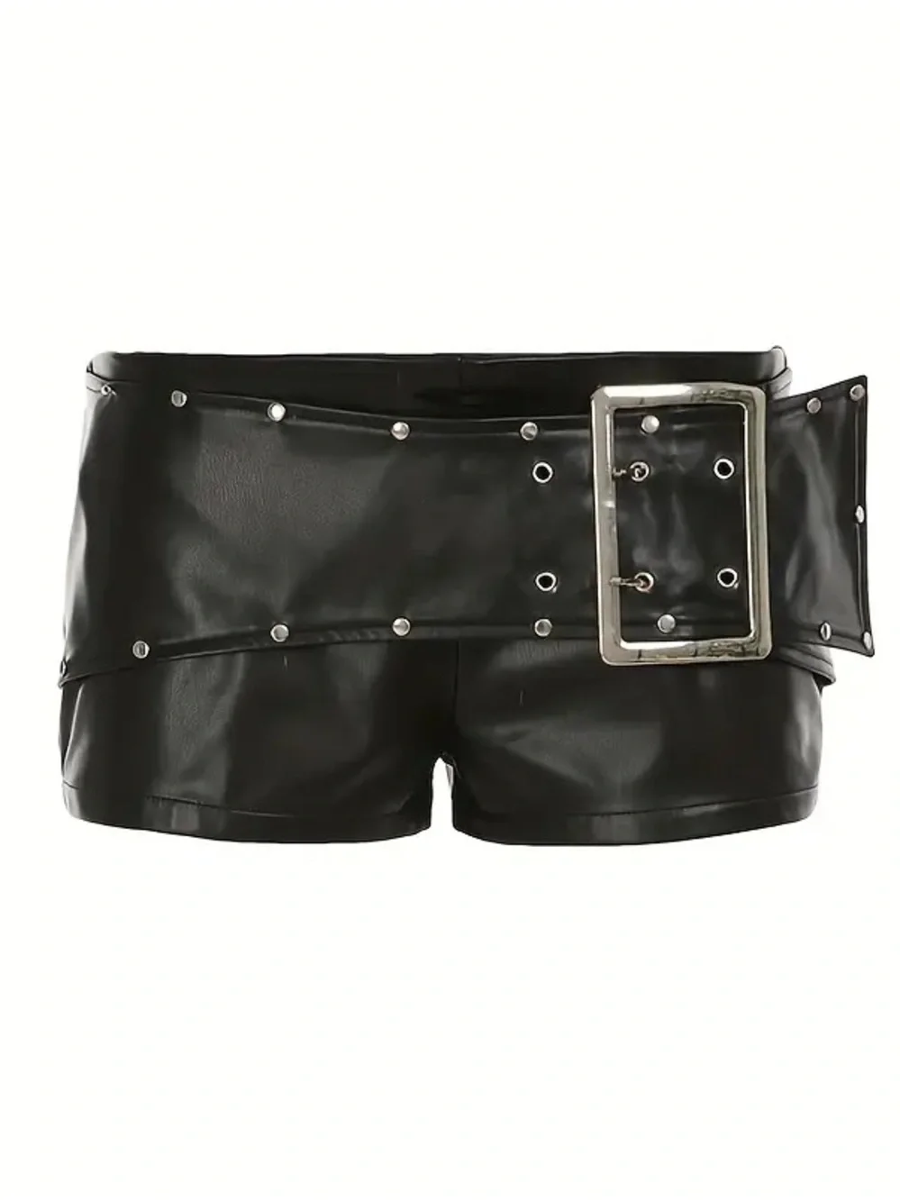 SHEIN faux leather Micro shorts with belt and grommets